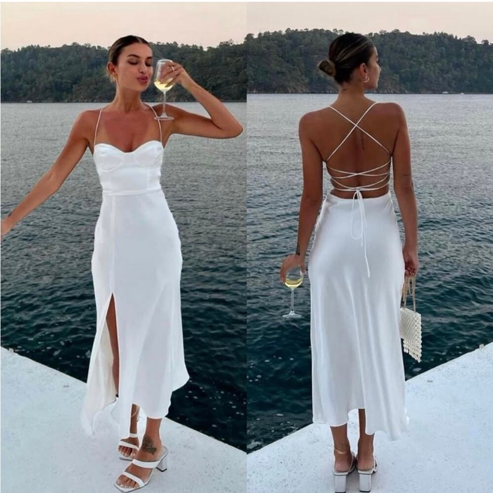 Zara bustier White Spaghetti Strap Dress